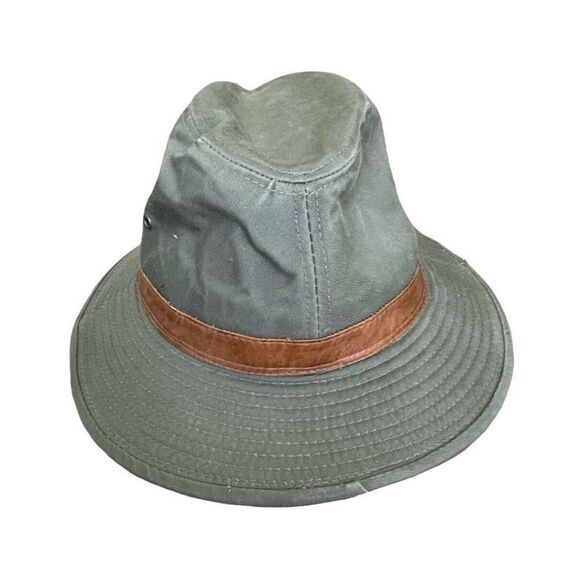 Vtg Mens Large Dorfman Pacific Green Outback Fedora Hat Leather Band Classic - Picture 1 of 5